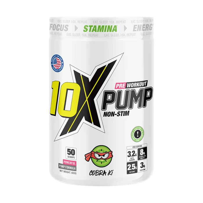 10x Pump Non Stim Pre-workout 600g - Cobra Ki Flavour