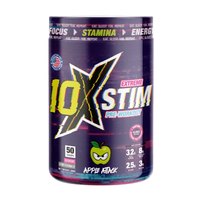 10x Stim Pre-workout 600g - Apple Attack Flavour